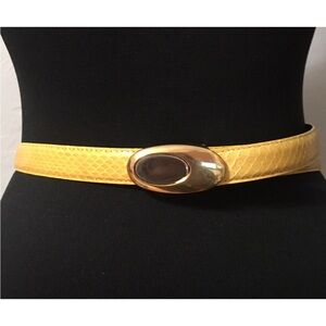 Vintage Women's Sheka Yellow Snake Skin Adjustable Belt XS-S